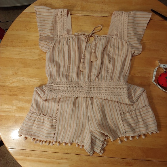 American Eagle Outfitters Pants - American Eagle. Romper. Capped Sleeved. Stripped.